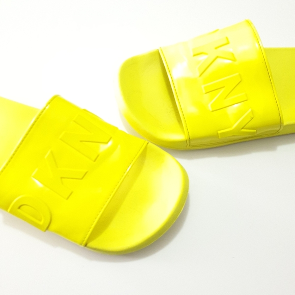 Dkny Shoes - DKNY neon yellow zinna slides size 9 AUS